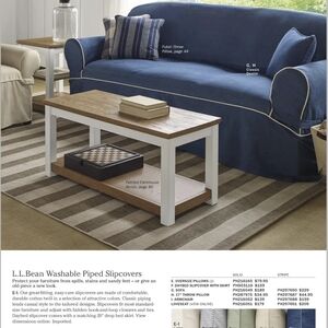 L.L. Bean Washable Piped Slipcovers - Blue Stripe, Sofa
